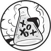 Chapter opening illustration: a laboratory flask with X and O bubbles floating inside it.