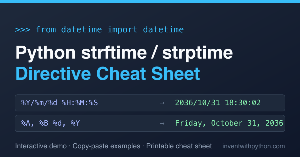 Python strftime/strptime Directive Cheat Sheet