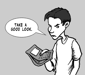 page 035: Peter holds open his empty wallet. Balloon: “TAKE A GOOD LOOK.”