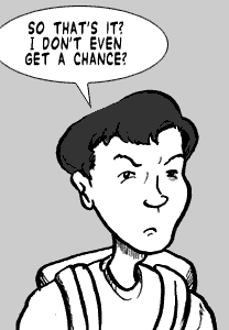 page 068: close-up of Peter, stung. Balloon: “SO THAT’S IT? I DON’T EVEN GET A CHANCE?”